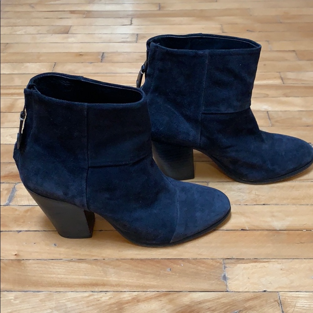 rag & bone navy blue suede boots